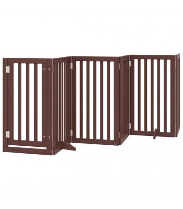 vidaXL Dog Gate with Door Foldable 15 Panels Brown 750 cm Poplar Wood