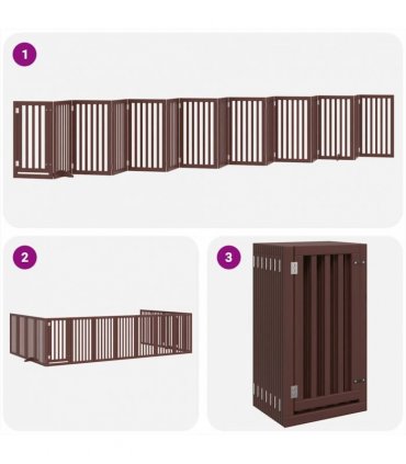 vidaXL Dog Gate with Door Foldable 15 Panels Brown 750 cm Poplar Wood