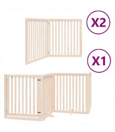 vidaXL Dog Gate with Door Foldable 8 Panels 640 cm Poplar Wood