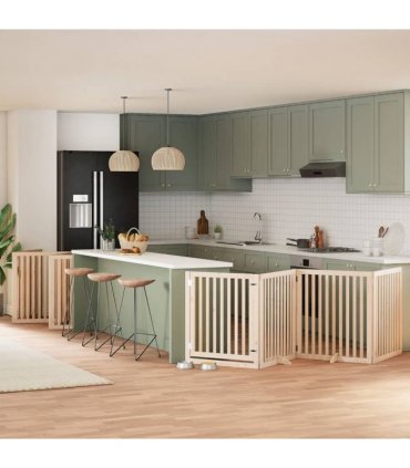 vidaXL Dog Gate with Door Foldable 10 Panels 800 cm Poplar Wood