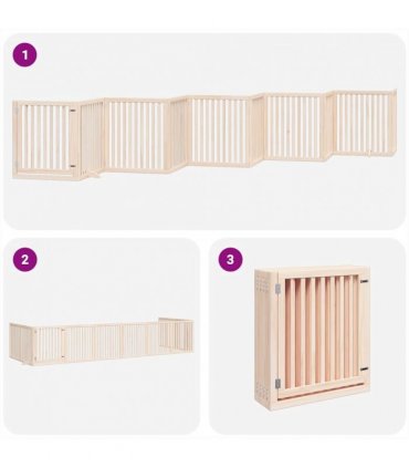 vidaXL Dog Gate with Door Foldable 10 Panels 800 cm Poplar Wood