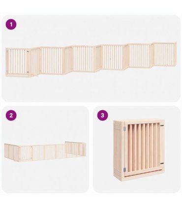vidaXL Dog Gate with Door Foldable 12 Panels 960 cm Poplar Wood