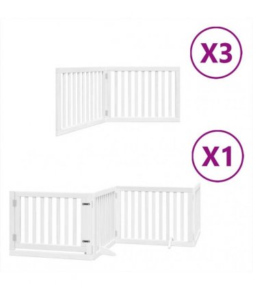 vidaXL Dog Gate with Door Foldable 10 Panels White 800 cm Poplar Wood