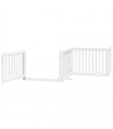 vidaXL Dog Gate with Door Foldable 10 Panels White 800 cm Poplar Wood