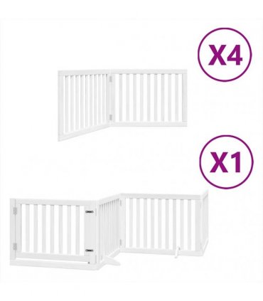 vidaXL Dog Gate with Door Foldable 12 Panels White 960 cm Poplar Wood