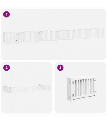 vidaXL Dog Gate with Door Foldable 12 Panels White 960 cm Poplar Wood