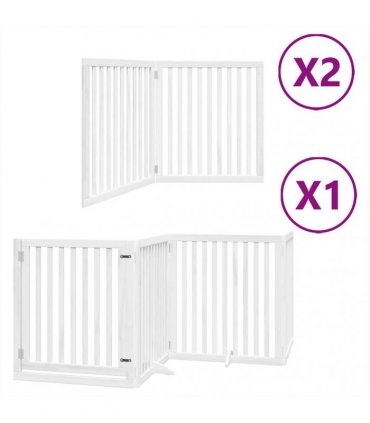 vidaXL Dog Gate with Door Foldable 8 Panels White 640 cm Poplar Wood