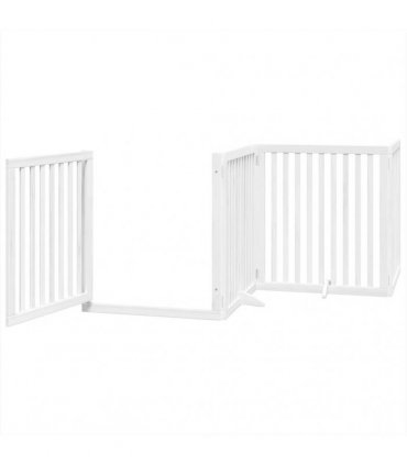 vidaXL Dog Gate with Door Foldable 8 Panels White 640 cm Poplar Wood
