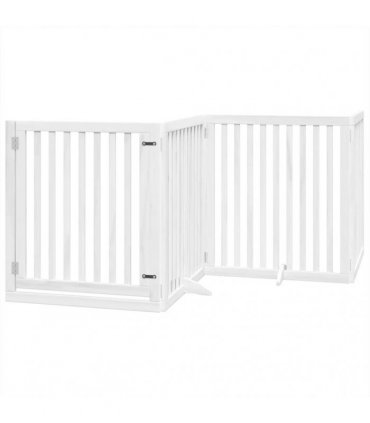 vidaXL Dog Gate with Door Foldable 10 Panels White 800 cm Poplar Wood