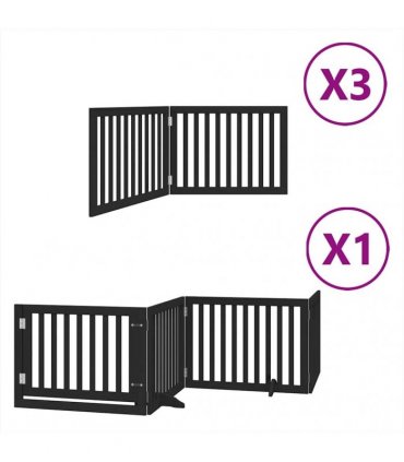vidaXL Dog Gate with Door Foldable 10 Panels Black 800 cm Poplar Wood