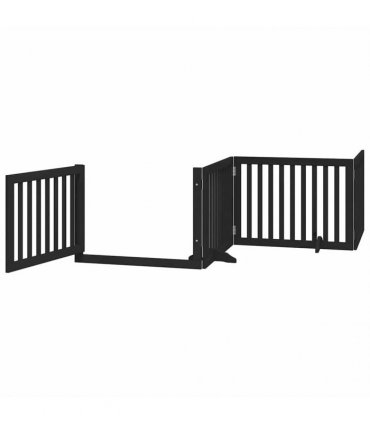 vidaXL Dog Gate with Door Foldable 12 Panels Black 960 cm Poplar Wood