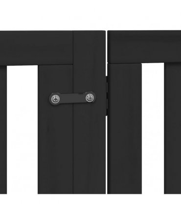 vidaXL Dog Gate with Door Foldable 12 Panels Black 960 cm Poplar Wood