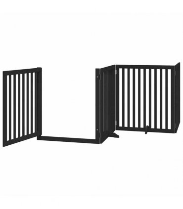 vidaXL Dog Gate with Door Foldable 10 Panels Black 800 cm Poplar Wood