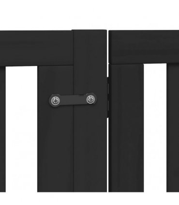 vidaXL Dog Gate with Door Foldable 12 Panels Black 960 cm Poplar Wood