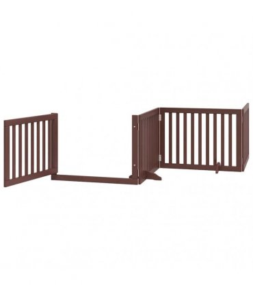 vidaXL Dog Gate with Door Foldable 12 Panels Brown 960 cm Poplar Wood