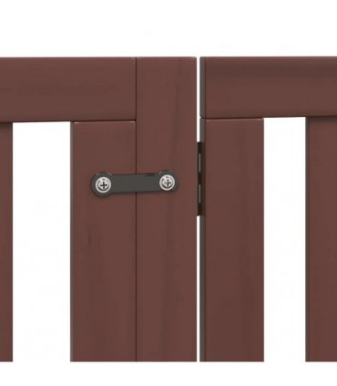 vidaXL Dog Gate with Door Foldable 12 Panels Brown 960 cm Poplar Wood