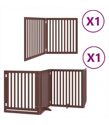 vidaXL Dog Gate with Door Foldable 6 Panels Brown 480 cm Poplar Wood
