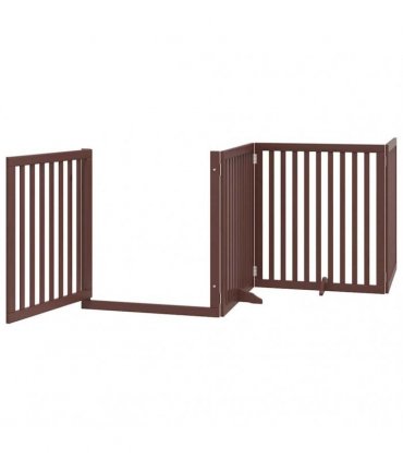 vidaXL Dog Gate with Door Foldable 6 Panels Brown 480 cm Poplar Wood