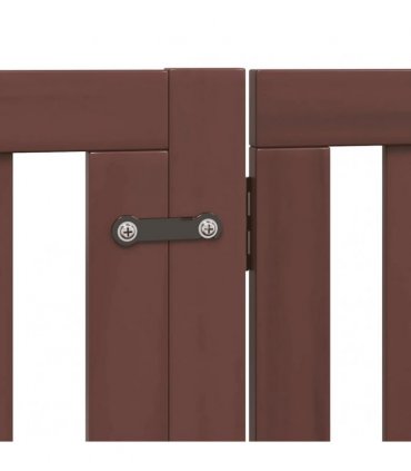 vidaXL Dog Gate with Door Foldable 8 Panels Brown 640 cm Poplar Wood