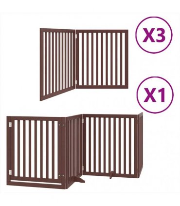 vidaXL Dog Gate with Door Foldable 10 Panels Brown 800 cm Poplar Wood