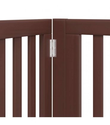vidaXL Dog Gate with Door Foldable 10 Panels Brown 800 cm Poplar Wood