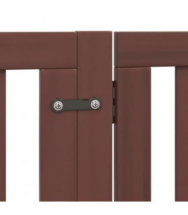 vidaXL Dog Gate with Door Foldable 12 Panels Brown 960 cm Poplar Wood