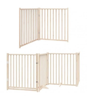 vidaXL Dog Gate with Door Foldable 12 Panels 960 cm Poplar Wood