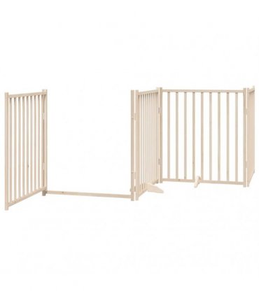 vidaXL Dog Gate with Door Foldable 12 Panels 960 cm Poplar Wood