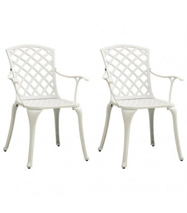 vidaXL Garden Chairs 2 pcs Cast Aluminium White