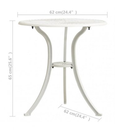 vidaXL Garden Table White 62x62x65 cm Cast Aluminium