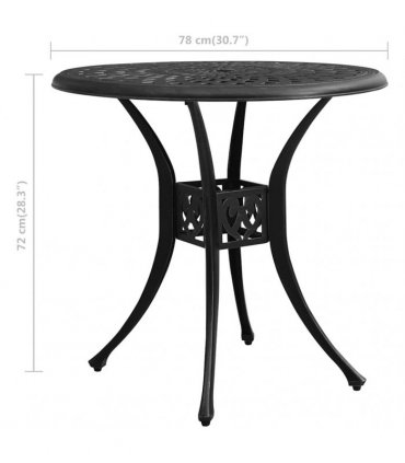 vidaXL Garden Table Black 78x78x72 cm Cast Aluminium