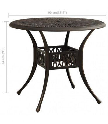 vidaXL Garden Table Bronze 90x90x74 cm Cast Aluminium