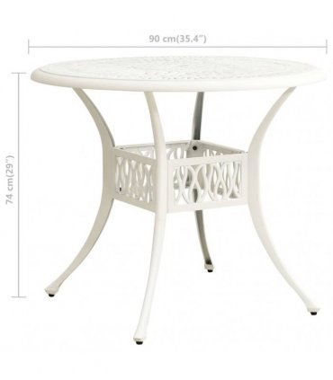 vidaXL Garden Table White 90x90x74 cm Cast Aluminium