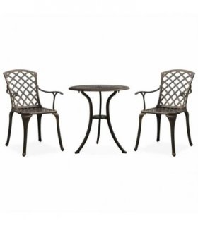 vidaXL 3 Piece Bistro Set Cast Aluminium Bronze