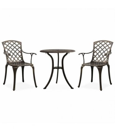 vidaXL 3 Piece Bistro Set Cast Aluminium Bronze