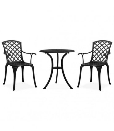 vidaXL 3 Piece Bistro Set Cast Aluminium Black