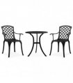 vidaXL 3 Piece Bistro Set Cast Aluminium Black