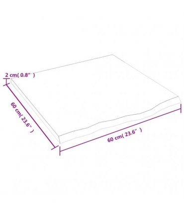 vidaXL Table Top 60x60x2 cm Untreated Solid Wood Oak