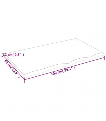vidaXL Table Top 100x60x2 cm Untreated Solid Wood Oak