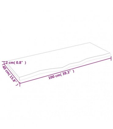 vidaXL Table Top Light Brown 100x40x2 cm Treated Solid Wood Oak