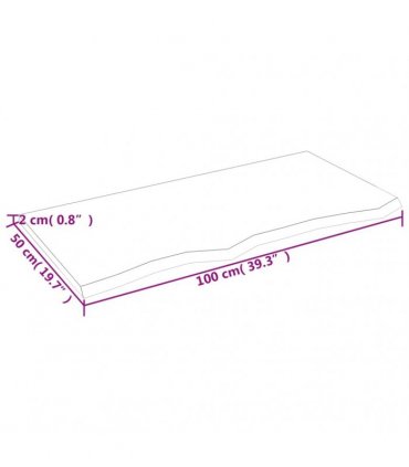 vidaXL Table Top Light Brown 100x50x2 cm Treated Solid Wood Oak