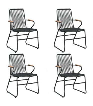 vidaXL 5 Piece Garden Dining Set Black PVC Rattan