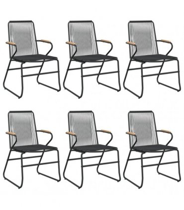 vidaXL 7 Piece Garden Dining Set Black PVC Rattan