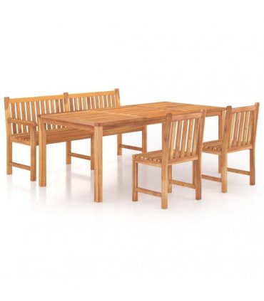 vidaXL 4 Piece Garden Dining Set Solid Wood Teak