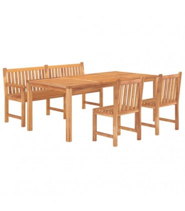 vidaXL 4 Piece Garden Dining Set Solid Wood Teak