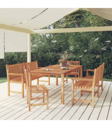vidaXL 5 Piece Garden Dining Set Solid Wood Teak