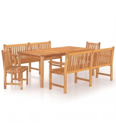 vidaXL 5 Piece Garden Dining Set Solid Wood Teak