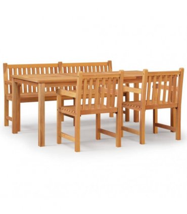 vidaXL 4 Piece Garden Dining Set Solid Wood Teak