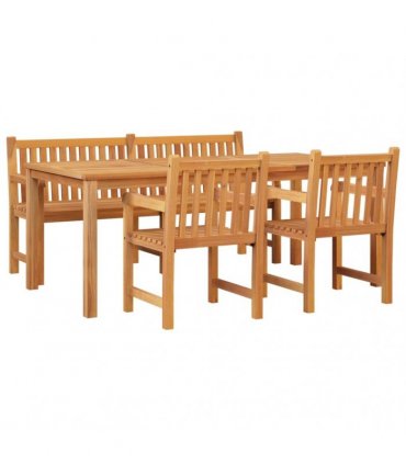 vidaXL 4 Piece Garden Dining Set Solid Wood Teak