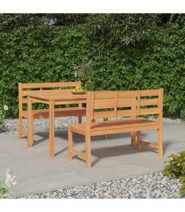 vidaXL 3 Piece Garden Dining Set Solid Wood Teak